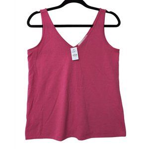 Ann Taylor Loft Double V Neck‎ Tank Top Womens Small S Pink Sleeveless Layer